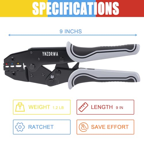Crimping Tool for Heat Shrink Connectors, Ratcheting Wire Terminal Crimper