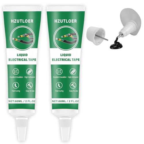 4 OZ (120Ml) Liquid Electrical Tape, 2PCS 60 ML Insulating Electrical Tape Adhesive, Self-Tip, Waterproof, Fast Drying, High Temperature Resistant (Black)