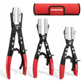 WORKPRO 3-Piece Ratcheting Hose Pinch Off Pliers Set, 8", 10", 12" Pliers - color: Red