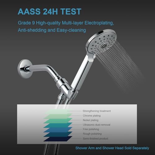 OFFO Shower Head Holder All Metal for Handheld Shower Head, Adjustable Shower Arm Mount with Solid Brass Pivot Ball, 1/2 in IPS Female Inlet and Male Outlet, Chrome - color: Chrome