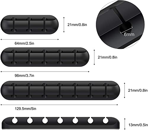 SOULWIT 3 Pcs Silicone USB Cable Holder Clips, Self Adhesive - Black - color: Black