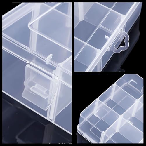 2 Pcs 12 Grids Clear Organizer Box Plastic Storage Container with Adjustable Dividers for Electronics Jewelry Beads Art DIY Crafts Fishing Small Parts - color: 2 Pcs 12 Grids Large