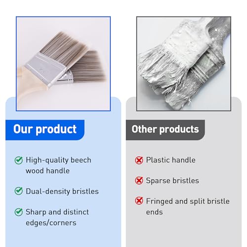 Paint Brush, 2.5IN Stain Brushes for Painting Walls House Touch-Ups,Furnitures and Fence Staining, Wooden Handle Masonry Paintbrush(6 Packs) - size: 2.5 inch