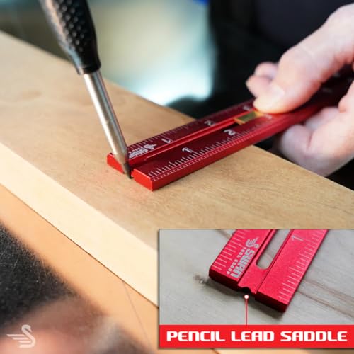 RED Tail Offset Ruler, Woodworking Straight Edge, 8”