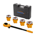 Ratchet Pipe Threader Kit w/ 4 NPT Dies (1/2", 3/4", 1", 1-1/4"), Heavy-Duty 9SiCr Steel Threading Tool for Galvanized, Iron, Copper & Aluminum Pipes, Portable with Storage Case - size: 1/4" - 1-1/4" (4pcs)