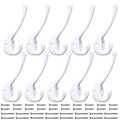 10 Pack Heavy Duty Dual Coat Hooks Wall Mounted with 20 Screws Retro Double Hooks Utility Black Hooks for Coat, Scarf, Bag, Towel, Key, Cap, Cup, Hat (White) | Heavy Duty Dual Coat Hooks Wall Mounted Retro Utility Hooks for Scarf, Towel, Key, Cap, Cup, Ha