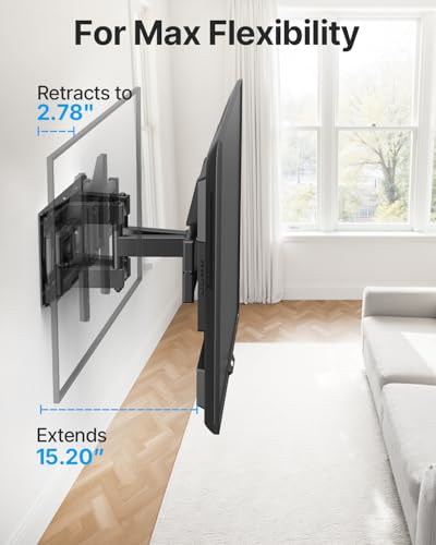 USX STAR Full Motion TV Wall Mount for 37-85 Inch TVs Mounts Up to 132lbs, Fit 16" Wood Stud, Max VESA 600x400mm, Swivel and Tilt Articulating Wall Mount TV Bracket,Fit Most 55+ 65 70 75 inch TVs - size: For 37-85'' TV