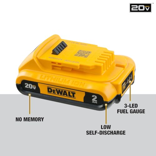 DEWALT 20V MAX Cordless Drill Driver Set, Electric Drill, Brushless 1/2 In 2 Speed, 2.0 Ah Battery and Charger Included, LED Light (DCD777D1)