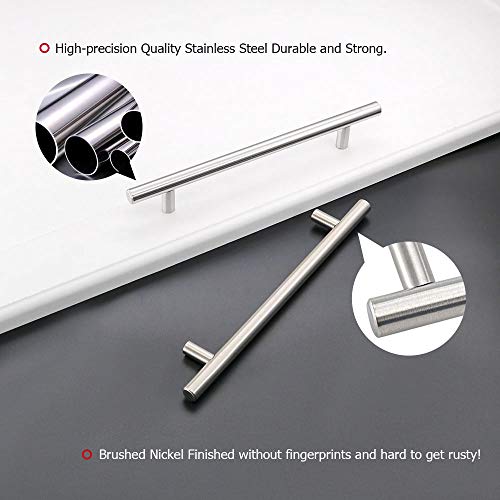 homdiy Cabinet Handles Brushed Nickel Drawer Pulls - 6-1/4in Hole Centers Kitchen Cabinet Handles Modern Cabinet Hardware for Dresser Drawers - color: Brushed Nickel, size: 6-1/4in hole centers