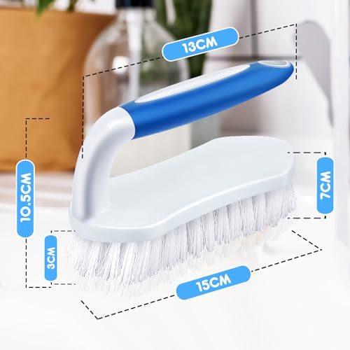 Lallisa 12 Pcs Scrub Brush Bulk for Cleaning with Handle, Blue - color: Blue