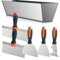 Drywall Hand Tool Kit, 5Pcs Stainless Steel Putty Knife Scrapers Taping Knife with Mud Pan for Drywall Repairing, Paint Scraping and Wallpaper Removing (6pcs-O) - color: 6pcs-o