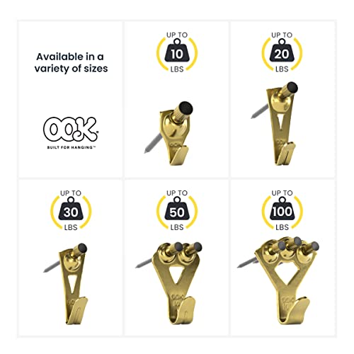 OOK 50615 Professional Picture Hangers, Art Hangers, Padded, Brass, Reusable Picture Hooks, 20lb (15 set) - size: 15 set, 20lb