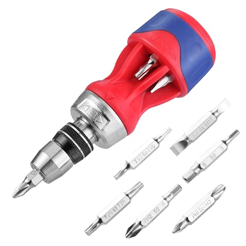 WORKPRO 12-in-1 Stubby Ratcheting Multi-bit Screwdriver - size: Stubby