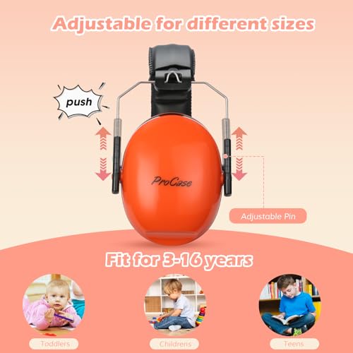 ProCase Noise Cancelling Headphones for Kids/Toddlers SNR 27dB Ear Muffs - color: Orange