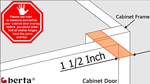 Berta (10 pcs) 1 1/2" Overlay Cabinet Door Hinges, 90 Degree Restricted Opening Angle Soft Closing Face Frame Hinges, 6-Ways 3-Cam Adjustment, Concealed Kitchen Cabinet Door Hinges with Screws - size: 1 1/2" Overlay