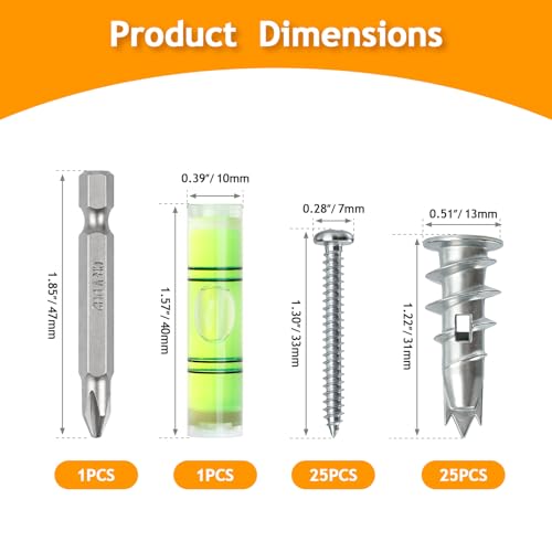 KURUI Heavy Duty Metal Drywall Anchors, Self-Drilling Anchor & Screw Kit