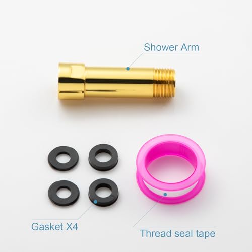 OFFO Shower Head Extension Arm, Shower Arm Extension Shower Head Extender Made of 304 Stainless Steel Shower Pipe Extension, Bright Gold 3 in - color: Bright Gold, style: 3 in