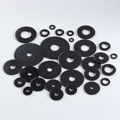 100PCS M10 Flat Washers, Black Oxide 304 Stainless Steel 18-8, 10.5mm ID x 19.48mm OD Hardware Washers for Screws Bolts - color: Black, size: Metric M10