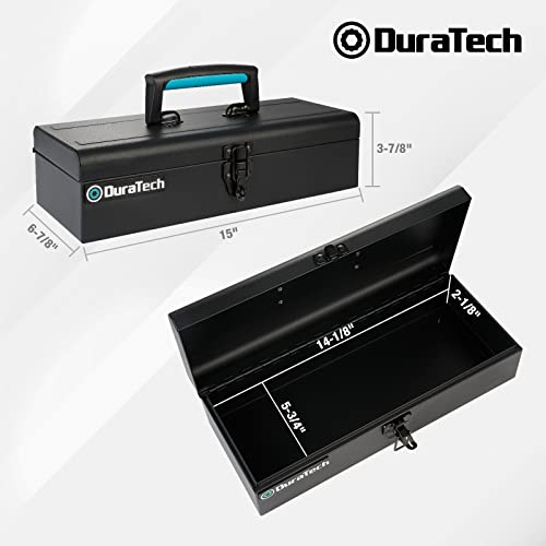 DURATECH 15" Metal Tool Box, Portable Steel Toolbox with Metal Latch