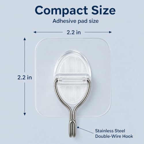 Clear Adhesive Wall Hooks, 10 Pack for Smooth Surfaces - size: 5 cm
