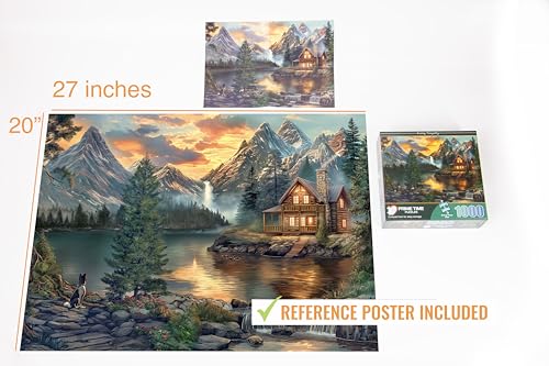 Adult Jigsaw Puzzle 1000 Piece Mountain Cabin - color: Evening Tranquility