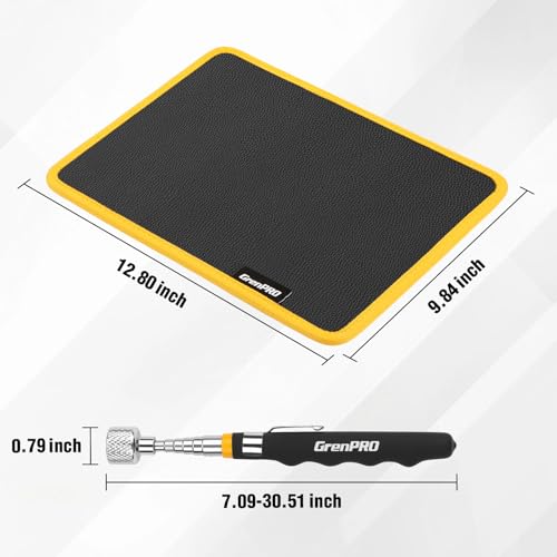 GRENPRO Magnetic Tool Mat, 2-Pack, Telescoping Pickup Tool, Parts Organizer - color: black-2pc