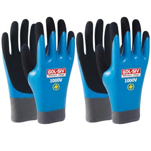 1000V Insulated Work Gloves, ASTM D120, 2 Pairs, Large - color: Blue-2pcs, size: 1000V-Large