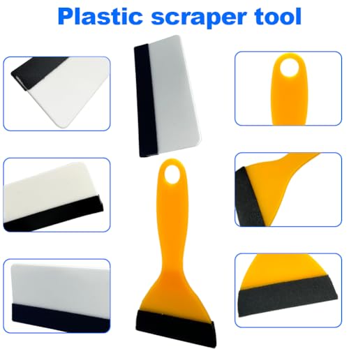 Black Felt Edge Squeegee Tool,Car Vinyl Film Wrapping Decal Glass Window Tint,Wallpaper Sticker Installation Spatula, Patching Putty Paint Flexible Small Plastic Scraper(Yellow 10Pcs,White 10Pcs) - size: Yellow 10PCS,White 10PCS