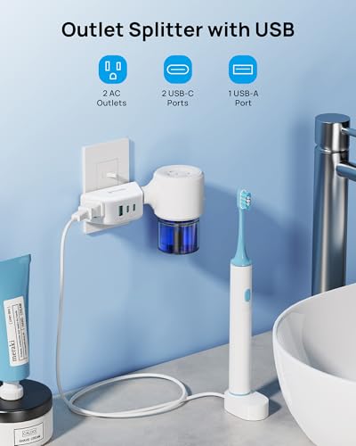 TROND Multi Plug Wall Outlet with USB C PD 20W, 2 AC Sockets - color: White, size: 2A2C1U & PD20W-3 Prong Plug,1 Pack