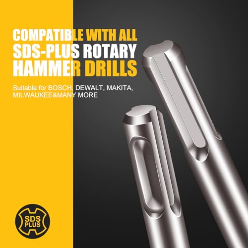 5/8x12 SDS-Plus Rotary Hammer Drill Bit, Carbide Tip 4-Cutter for Brick,Stone & Concrete, Packed of 2pcs. - size: 5/8x12" (2pcs)