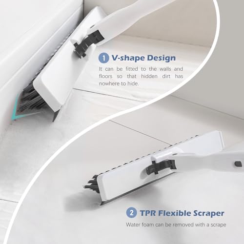 SetSail Tile Tub Floor Scrubber with V-Shaped Grout Brush, White Grey - color: White Grey, size: 2 Pads + V-Shaped Brush