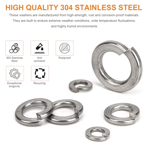 100Pcs M6 Spring Lock Washer, 304 Stainless Steel - color: Silver, size: M6