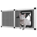 Ventilated Pet Door for Window, Fits 22"-28.5" Width Window, 2-Min Install | Aluminum Frame + Stainless Steel Mesh | Breathable Bug-Proof | Magnetic Closure Window Cat Door, Cat Door for Window Insert - size: Fit Window: 22''-28''