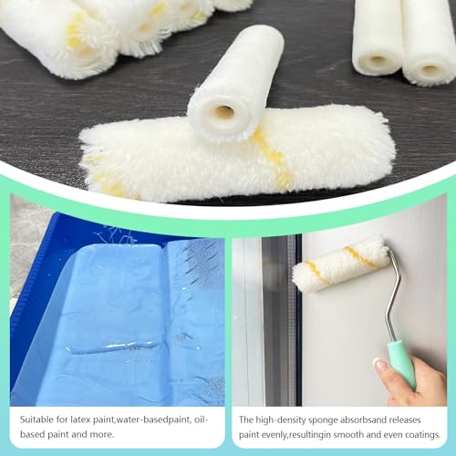11 Pack Paint Roller Kit, 4 Inch Roller Covers with Frame & Tray - size: 4 Inch