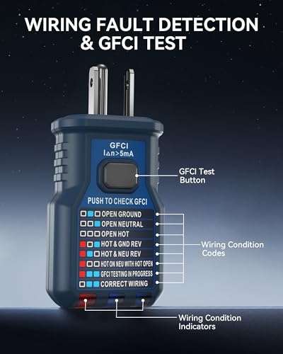 Circuit Breaker Finder with LCD Display, GFCI Outlet Tester, 90-130V Electrical Circuit Tracer Tool with NCV Tset & Flashlight, Includes Carrying Case with Adapter, Alligator Clips -VCT03P - size: VCT03P(with adapters)