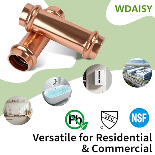 (WDAISY 5 Pack) Industrial-Grade 3/4" Press Copper Fitting – Lead-Free Press Extended Coupling No-Stop, Copper Press Fittings for Plumbing, HVAC, Potable Water, UPC & NSF/ANSI 61 Certified - size: 3/4" copper press extended coupling-5P