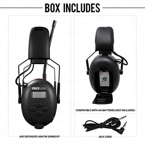 ISOtunes AIR DEFENDER Earmuffs: Comfortable Wireless unisex adult Hearing Protection Earmuffs with 40 Hour Battery Life - color: Red