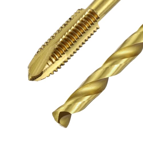 uxcell Metric Tap & Drill Bit Set, 2pcs M4 x 0.7 Spiral Point Thread Taps and 2pcs 3.3mm Twist Drill Bits, Titanium Coated HSS6542 Screw Tapping Threading Tools - size: M4 x 0.7 + 3.3mm