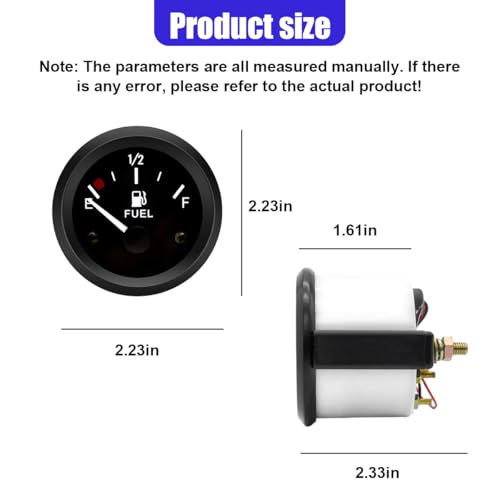 2" 52mm 12V Fuel Level Gauge Meter Kit with Nut/Bracket, Black - color: Black
