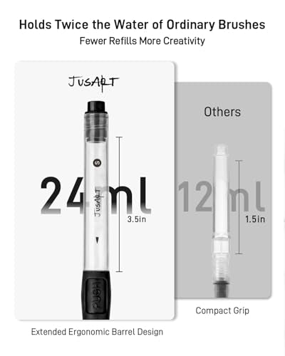 JusArt Water Brush Pens 6-Pack Leak-Proof Refillable Watercolor Pens - color: 6 Pcs Black