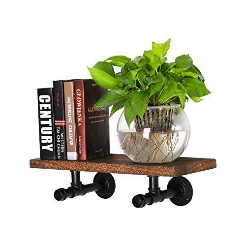 3/4" Industrial Pipe Shelf Brackets, Black Iron Wall Mounted DIY Shelving Brackets Hanging Custom Pipe Brackets for Floating Shelves (6, 12 Inch) - size: 12 Inch