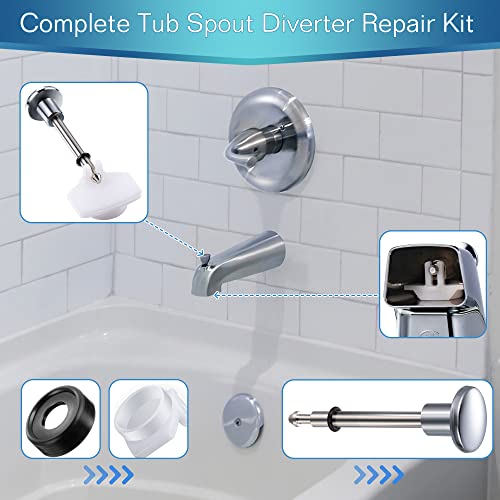 Enhon 2 Set Tub Spout Diverter Repair Kit (Chrome, Classic) | Includes 2 x Diverter Valve Stems, 2 x Cup Seals and 2 x Gates, Bathroom Shower Bathtub Leaky Faucet Repair Replacement Parts - color: Chrome