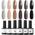 modelones Gel Nail Polish Set 6 Colors, Brown Nude Chocolate Glitter Black - color: A A1 Chocolate Cone