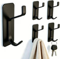 5Pcs Self Adhesive Stainless Wall Hook Key Hooks Sturdy Metal Hanger-Black - color: Black