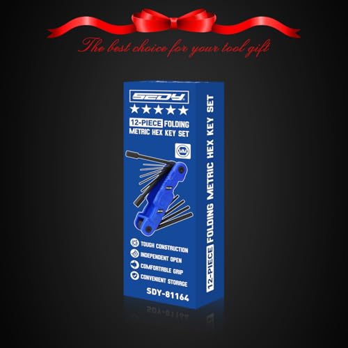 12-Piece Large Folding Hex Key Set Metric (1.5-12mm), Heavy Duty Allen Wrench Set, Portable Tool for Archery, Bike Repair, Furniture, and Basic Home Maintenance (Blue) - style: 12-Piece Metric (Folding - Blue)