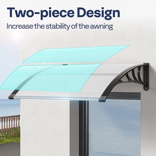 VIVOHOME Polycarbonate Window Door Awning Transparent 38 Inch x 115 Inch - color: Transparent, size: 38 Inch x 115 Inch