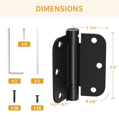 Luxbaro 2 Pack Self Closing Door Hinges 3.5 Inch, Adjustable Tension - color: Matte Black-5/8'', size: 3.5" 2 Pack