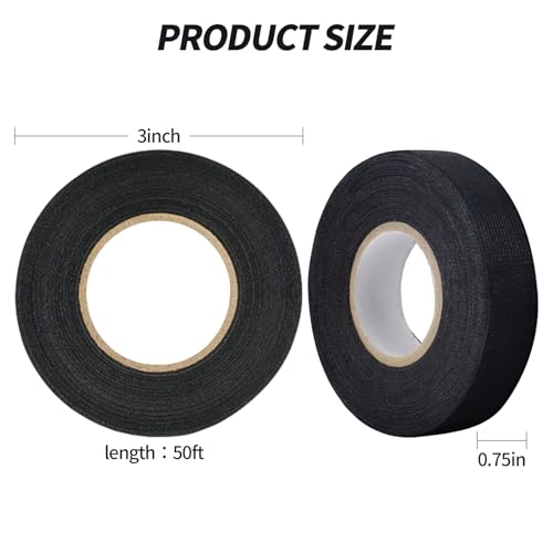 Wire Harness Tape - 3/4 Inch x 50 FT, 2 Rolls High Temp Electrical Tape, Strong Adhesion Noise Reduction Wiring Tape, Durable & Easy to Use for Wrapping Wiring Harness, Insulation, Car Engine - size: 2 Rolls