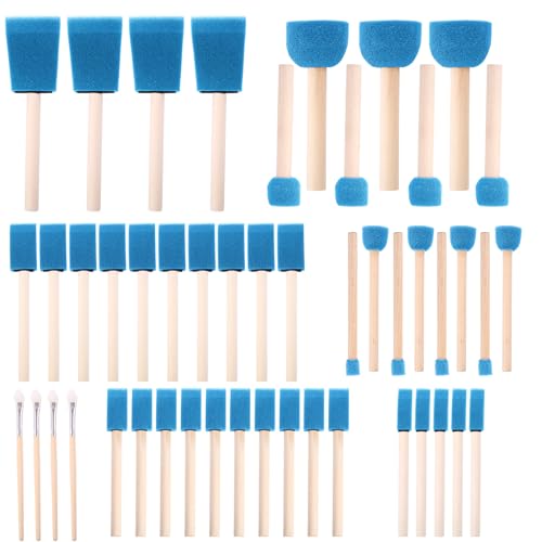 Foam Paint Brushes, 48 Pcs -10 Sizes, Paint Sponge, Premium Foam Brushes - color: Blue