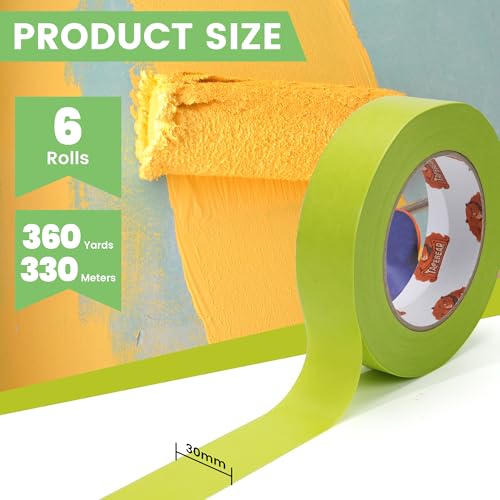 TAPEBEAR Green Washi Painters Tape 21-Days Clean Removal 30mm x 55m - color: Green, size: 1.18" x 60Yard